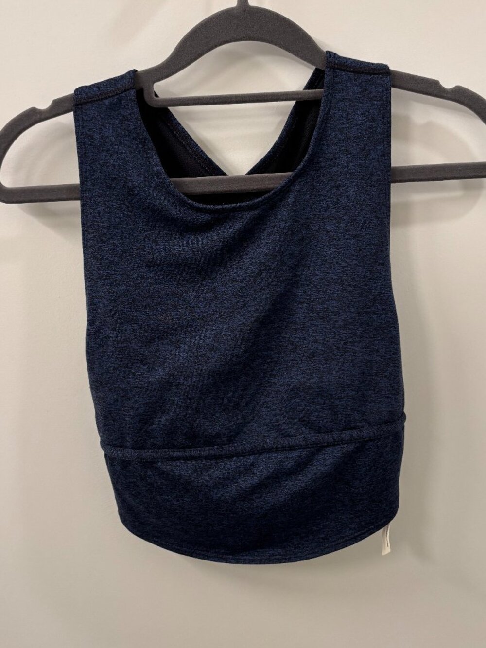 Free People FP Movement Heathered Blue Cross Back High Neck Cropped Tank Top